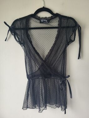 Black Sheer Fairy Goth Whimsigoth Festival Wrap Top